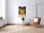 Gold Menorah Impressionist Painting: Jewish Temple Art, Canvas
