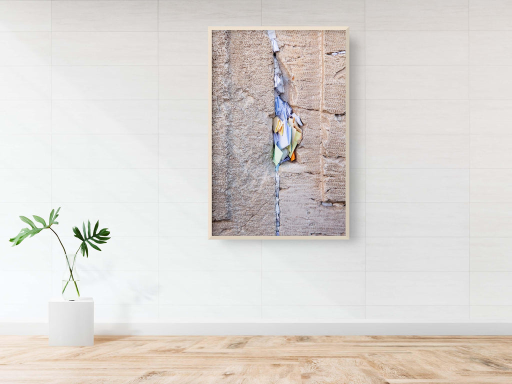 Gap Between Kotel Western Wall Stones with Colorful Prayer Paper Notes
