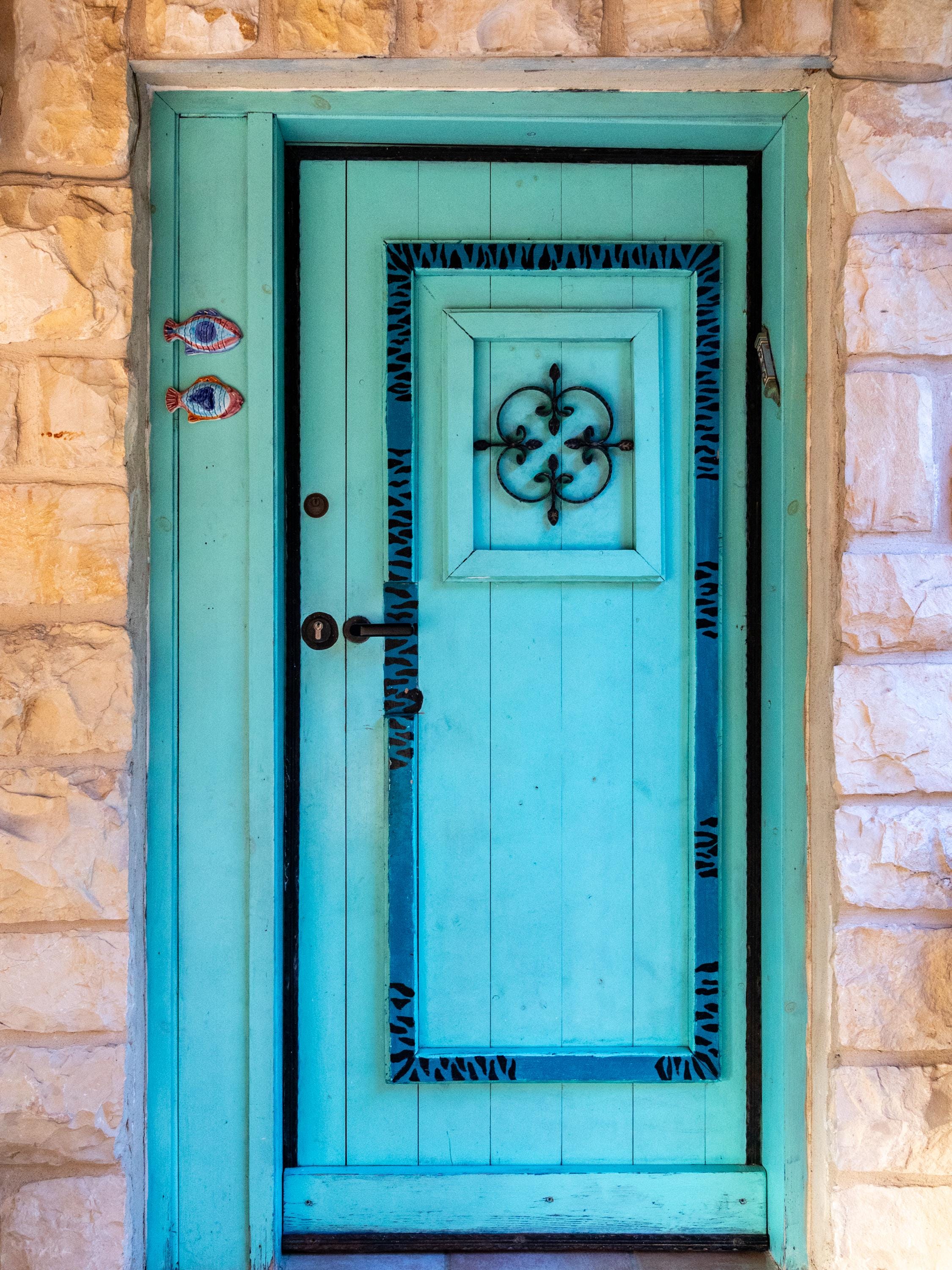 Turquoise Blue Wooden Door — Galilee Israeli Holy Land Travel
