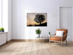 Orange Sunset Tree Landscape Photography — Holy land Israeli Tree & Wild Crops on the Hill