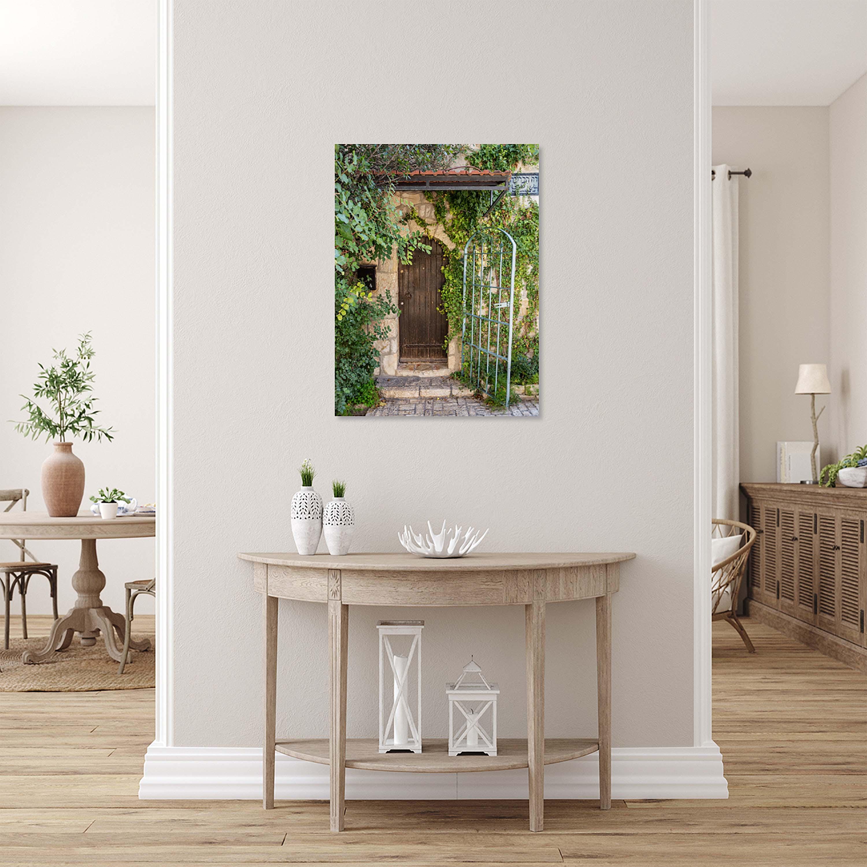 Jerusalem Vintage Brown Wooden Door with Ivy — Yamin Moshe Neighborhood