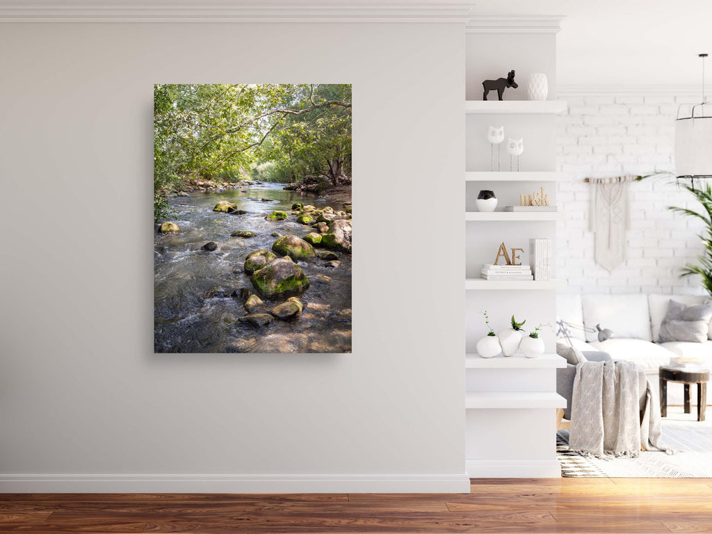 Israeli Holy Land Galilee River Landscape with Rocks & Trees - Jewish Wall Art Deco