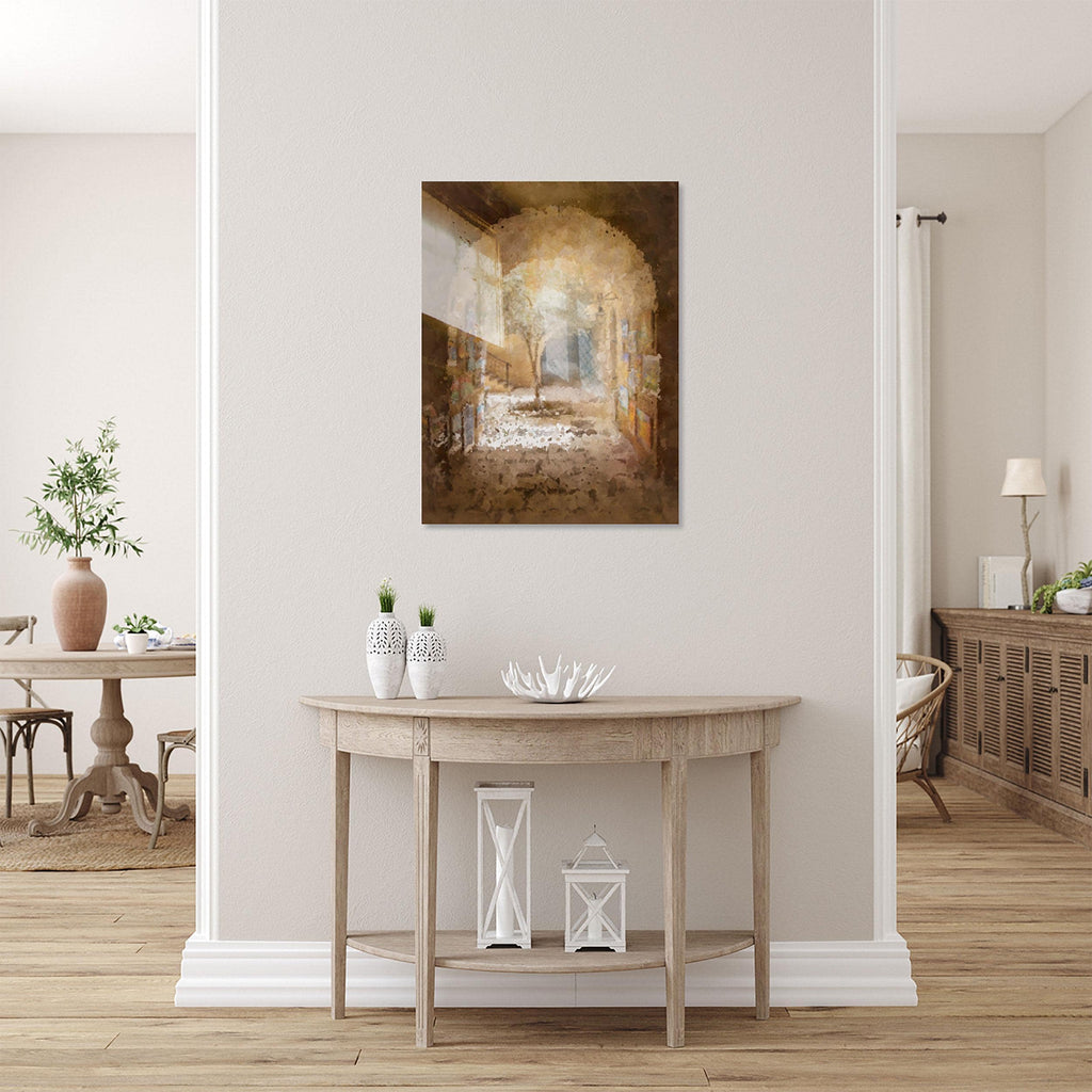 Holy Land Jerusalem Old City Painting — Jewish Quarter Olive Tree and Arch