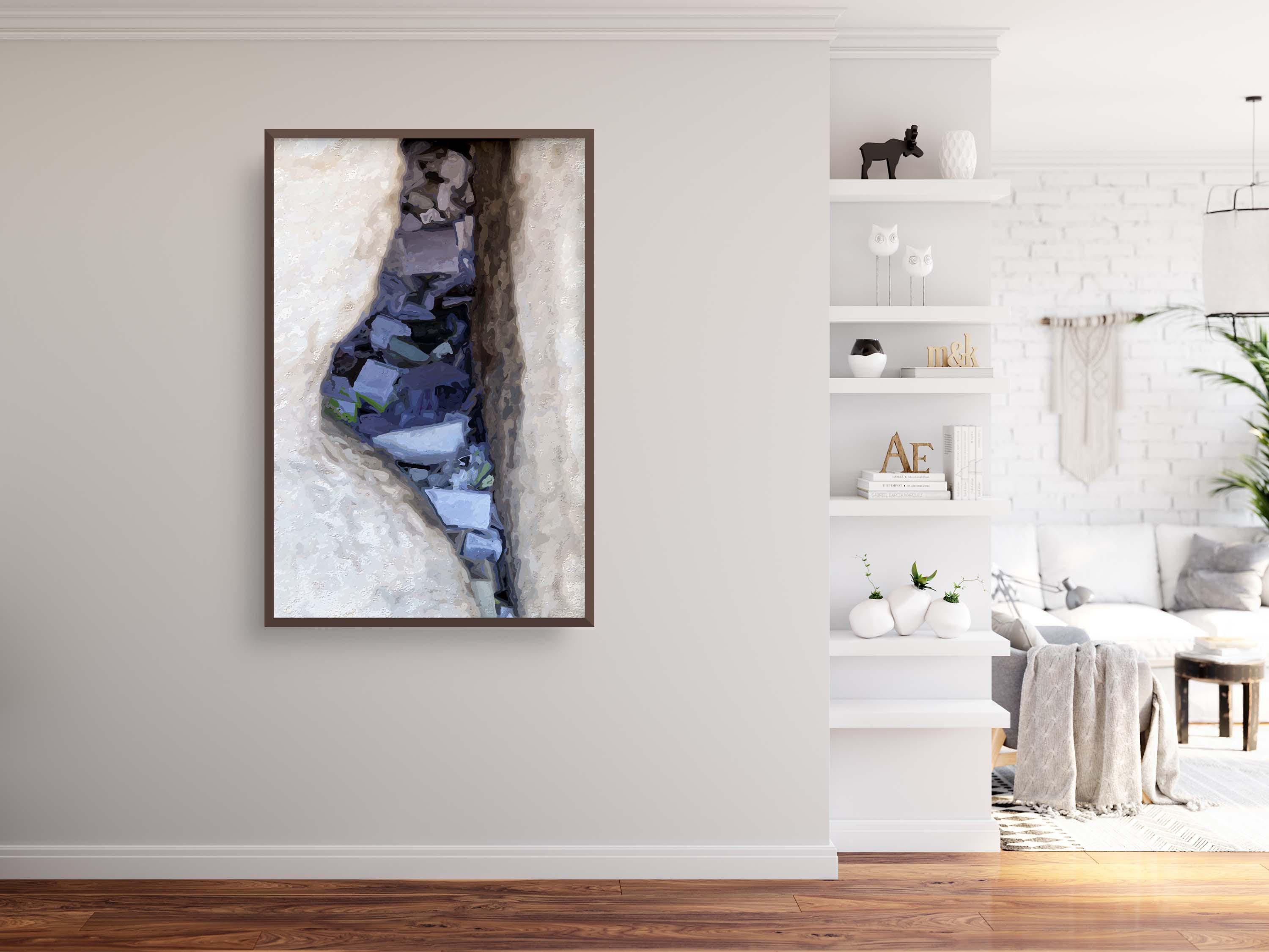 Kotel Western Wall Painting Print: Prayer Paper Notes with Israel Map Frame