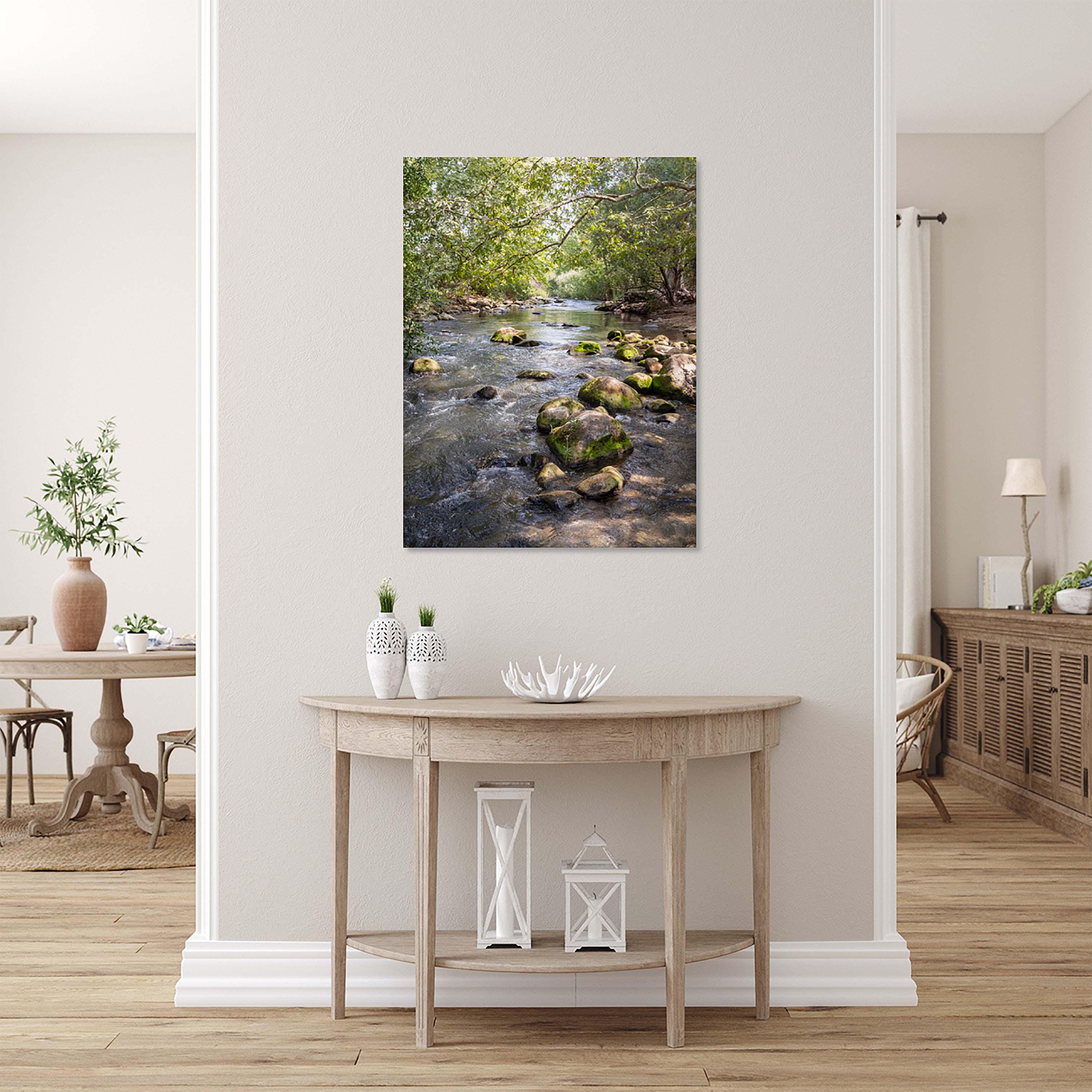 Israeli Holy Land Galilee River Landscape with Rocks & Trees - Jewish Wall Art Deco
