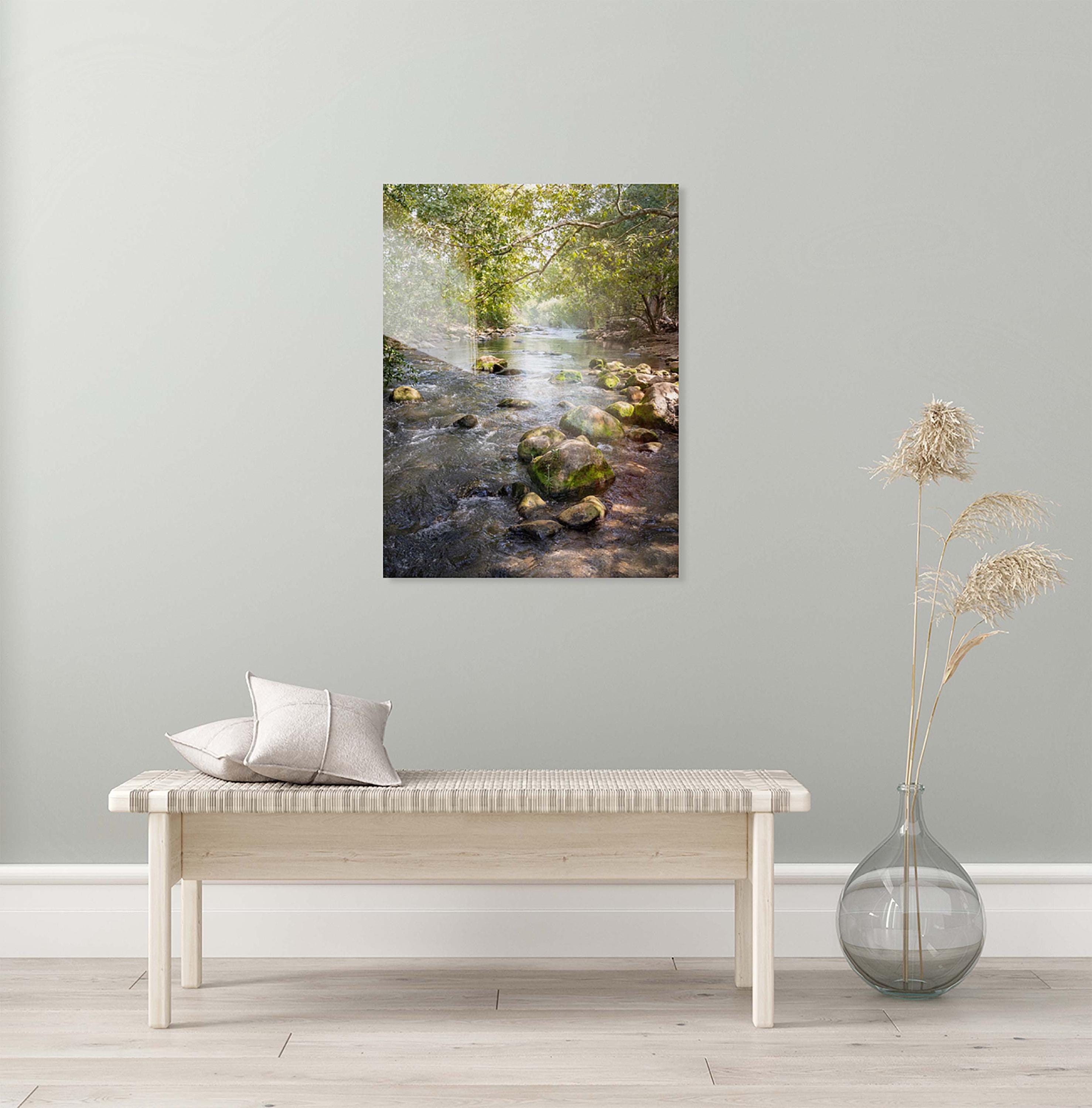 Israeli Holy Land Galilee River Landscape with Rocks & Trees - Jewish Wall Art Deco