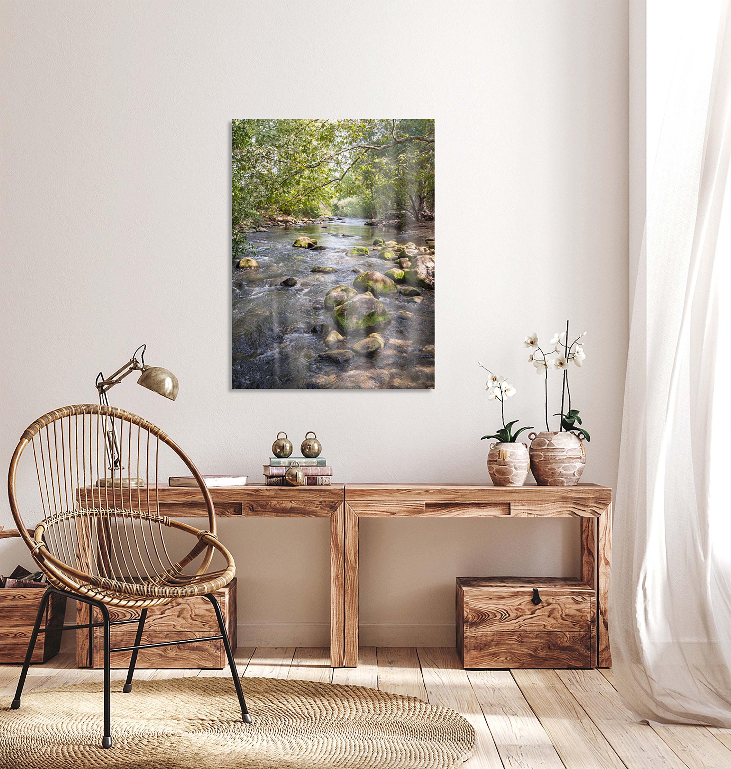 Israeli Holy Land Galilee River Landscape with Rocks & Trees - Jewish Wall Art Deco