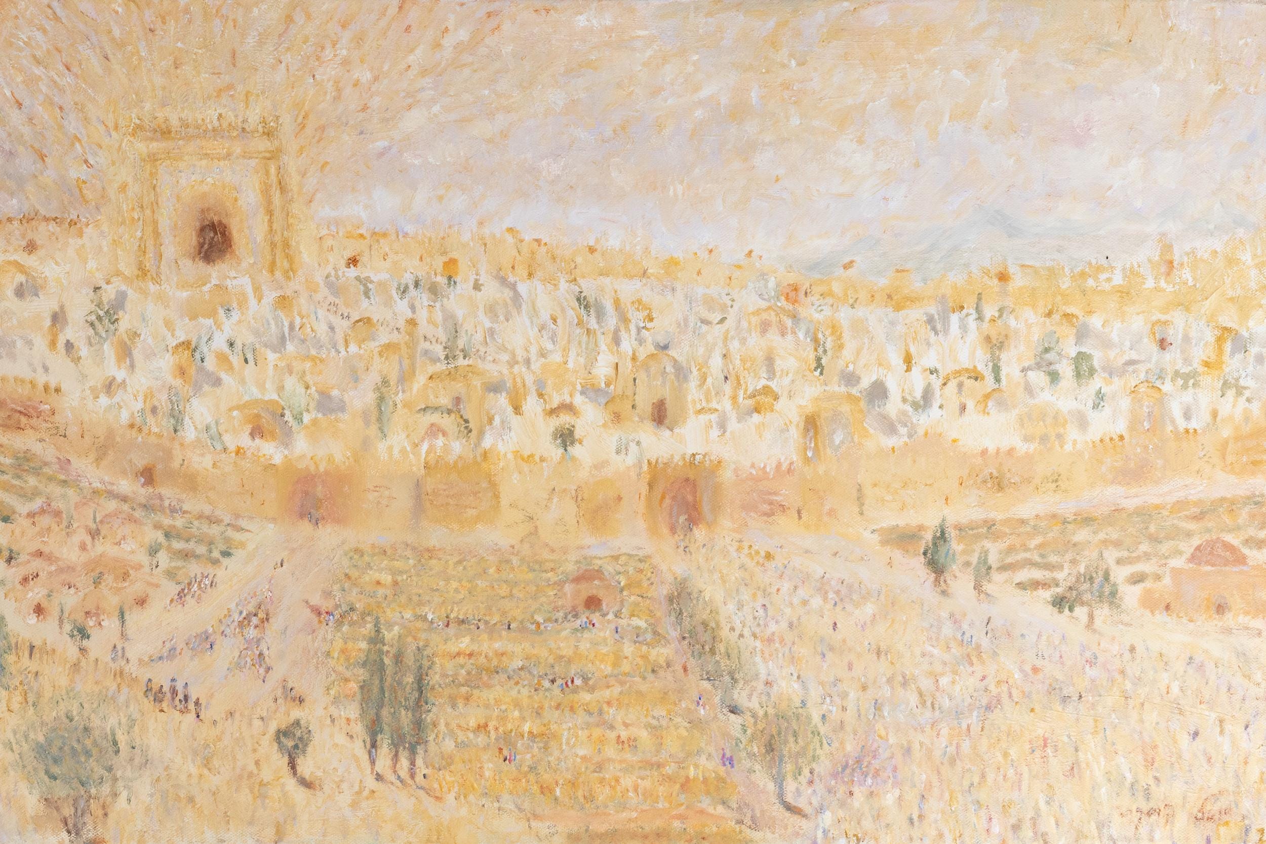 Jerusalem Old City Temple Mount Painting Print, Biblical Pilgrimage Wall Art