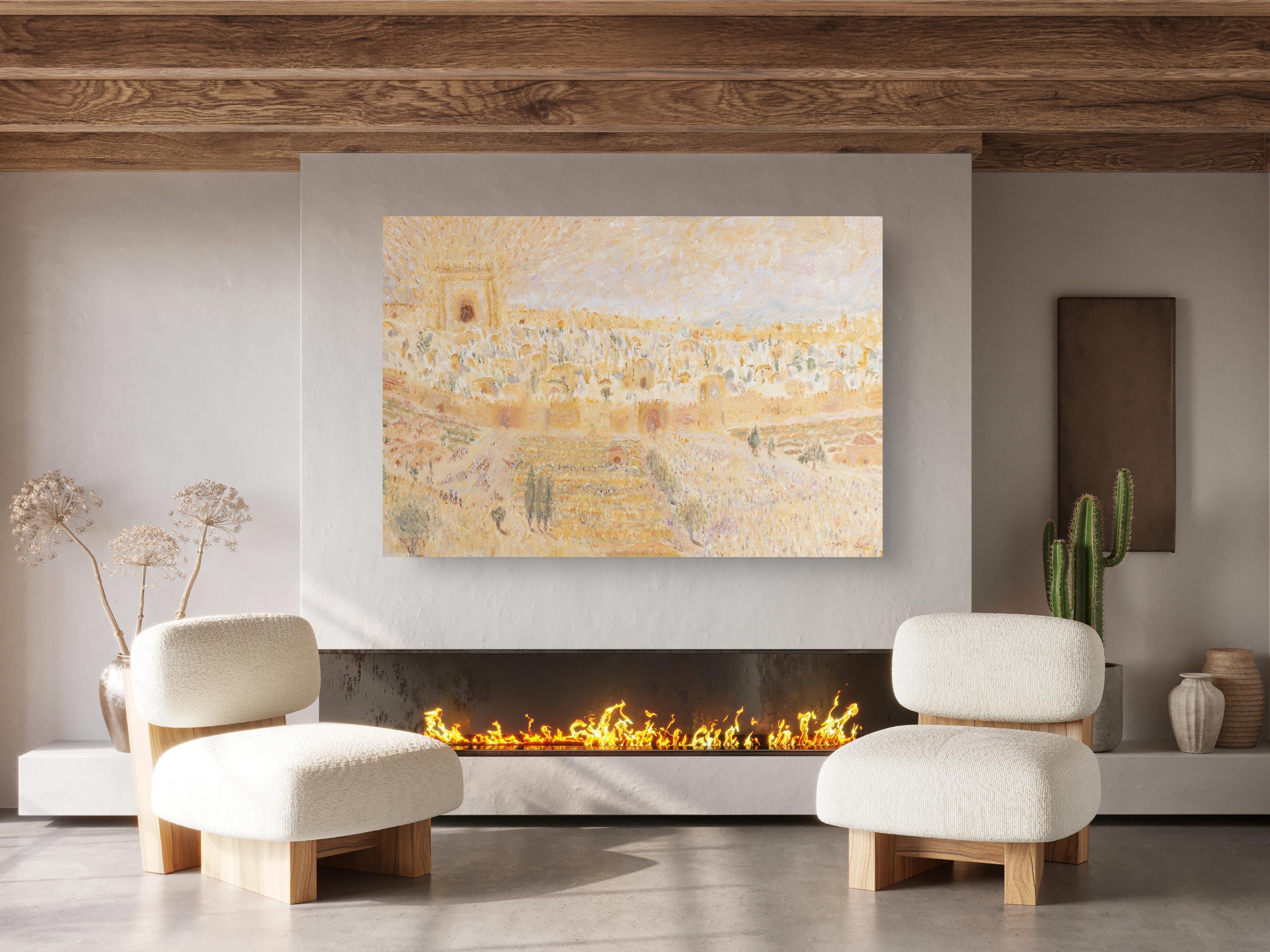 Jerusalem Old City Temple Mount Painting Print, Biblical Pilgrimage Wall Art