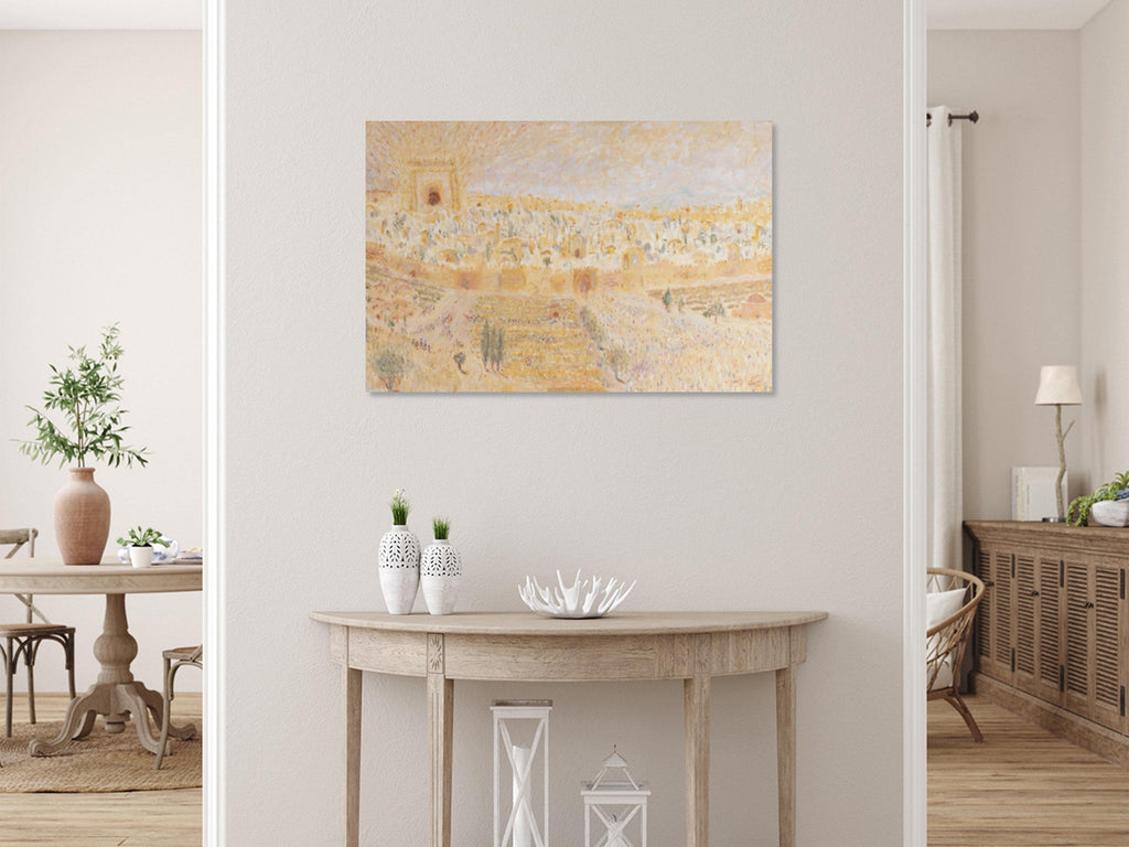 Jerusalem Old City Temple Mount Painting Print, Biblical Pilgrimage Wall Art
