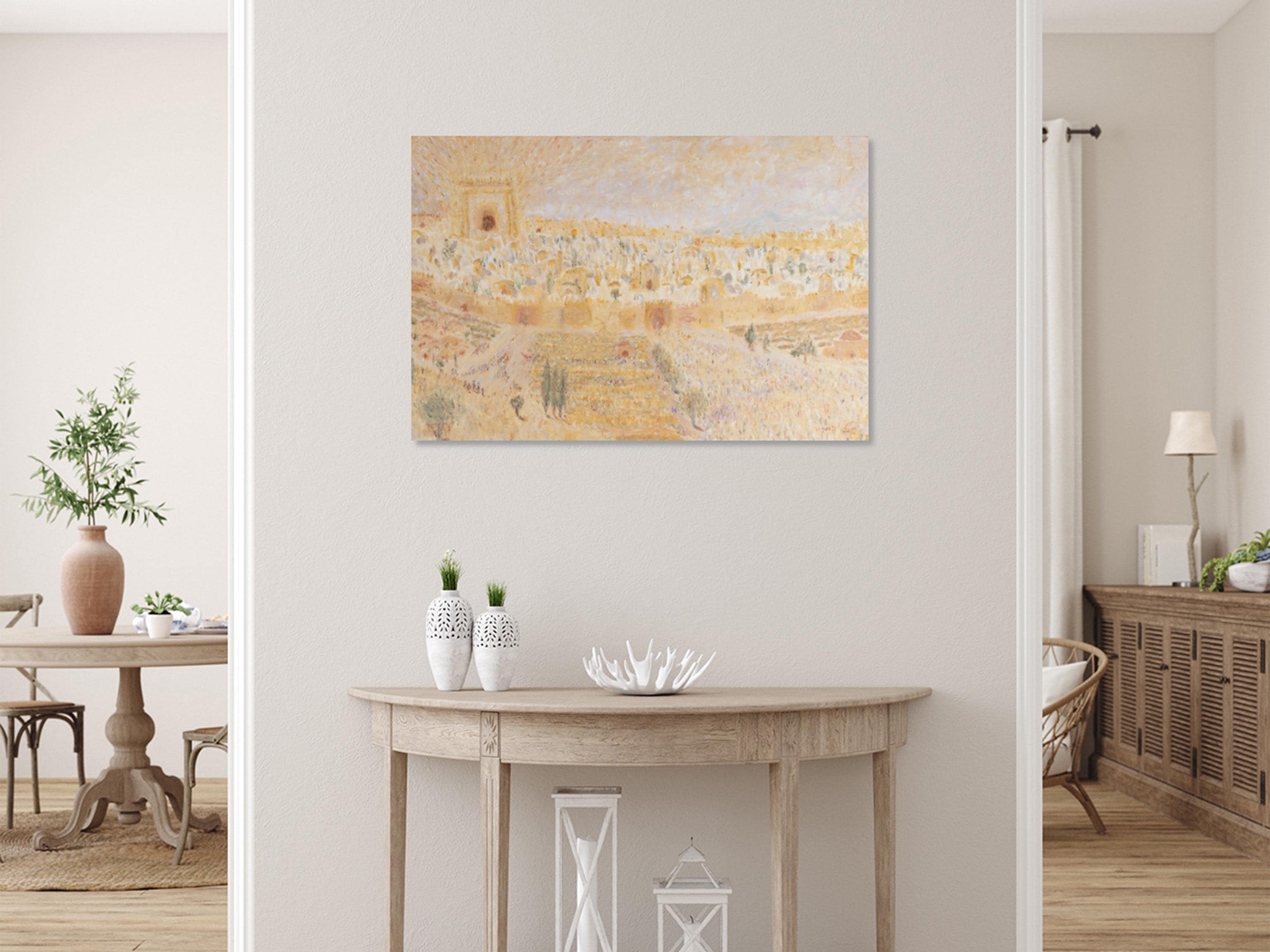 Jerusalem Old City Temple Mount Painting Print, Biblical Pilgrimage Wall Art