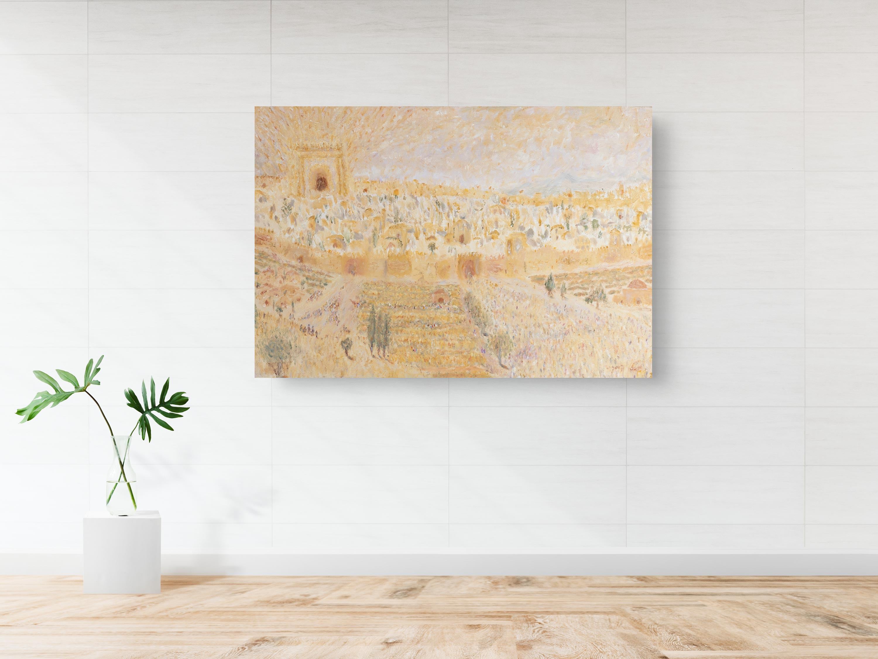 Jerusalem Old City Temple Mount Painting Print, Biblical Pilgrimage Wall Art