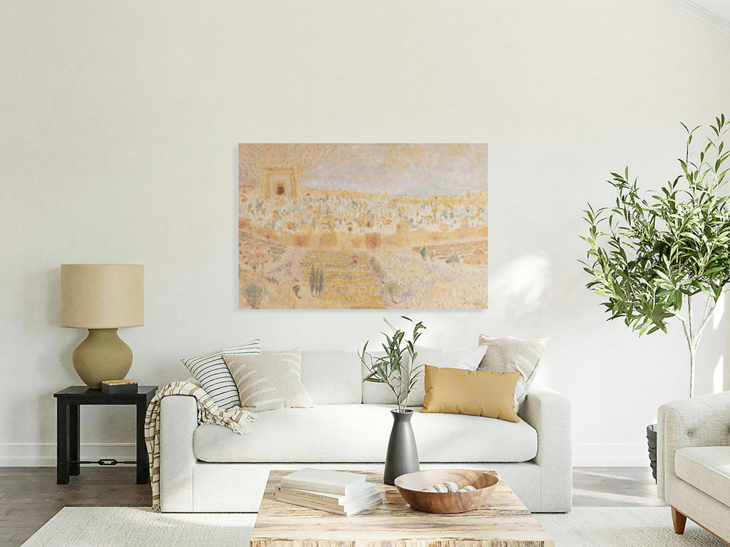 Jerusalem Old City Temple Mount Painting Print, Biblical Pilgrimage Wall Art