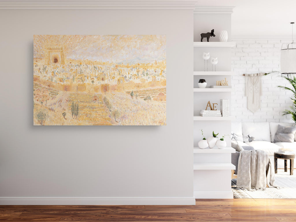 Jerusalem Old City Temple Mount Painting Print, Biblical Pilgrimage Wall Art