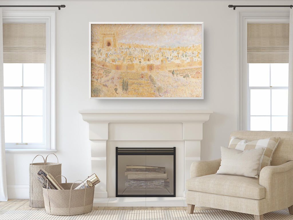 Jerusalem Old City Temple Mount Painting Print, Biblical Pilgrimage Wall Art