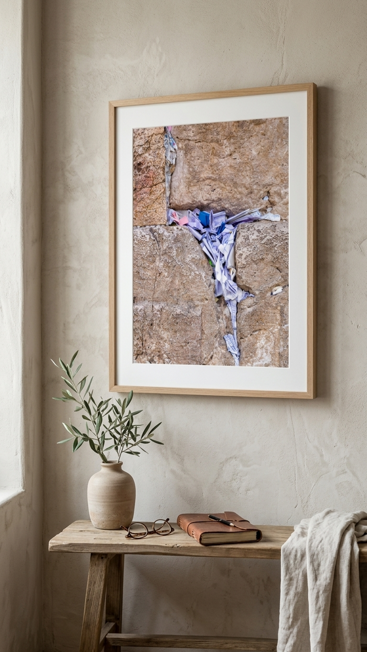 Kotel Western Wall Jerusalem Stone Print: Prayer Notes Lamed Hebrew Letter