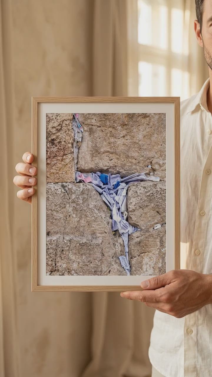 Kotel Western Wall Jerusalem Stone Print: Prayer Notes Lamed Hebrew Letter